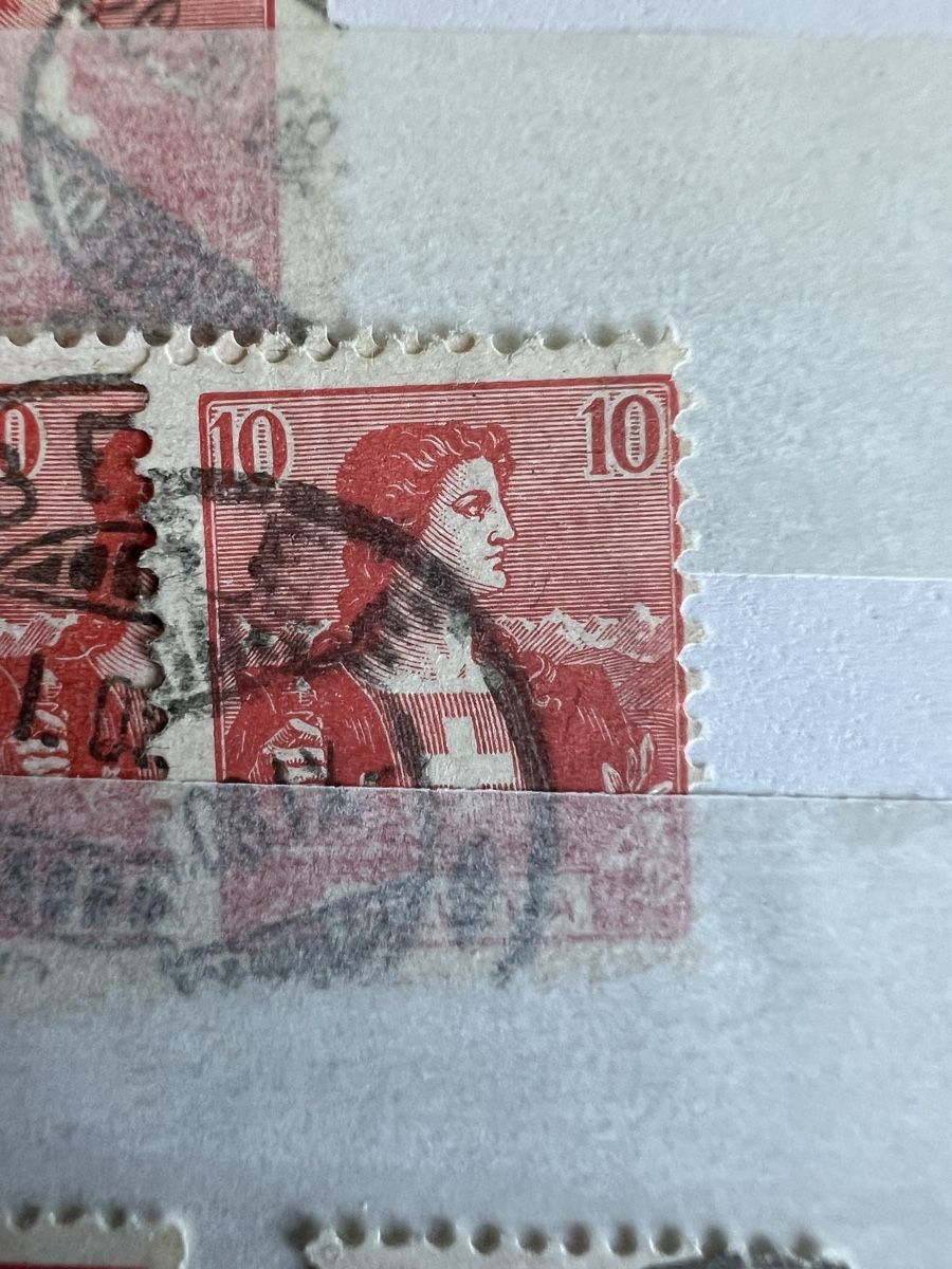 Tutti i francobolli: 1Stk. A4-Seite mit Druckverschobenen Schweizer Marken  – Usato da Braunau venduto da Desil2511 8