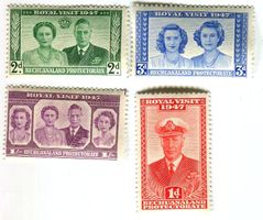 Briefmarken König Georg VI. & Queen Mum. Betschuanaland 1947
