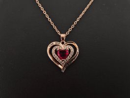 Valentinstag-Halskette - Schmuckstück Rotes Herz I Love You