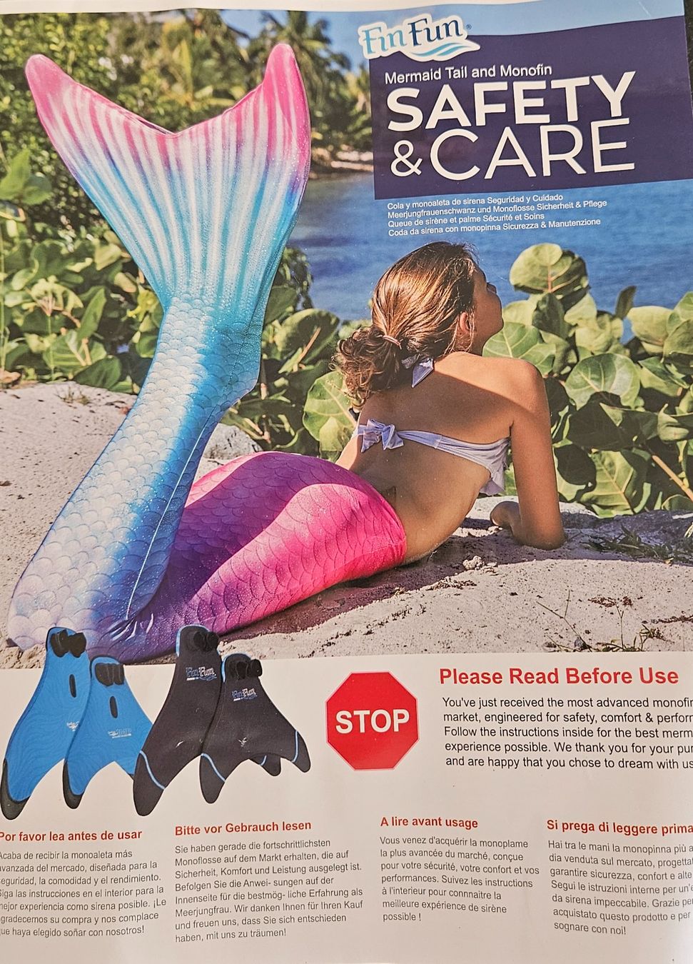 Pinne, Maschere & Boccagli: Meerjungfrau Flosse FinFun Rainbow Reef Grösse XL – Usato da Fislisbach venduto da kristinamuc