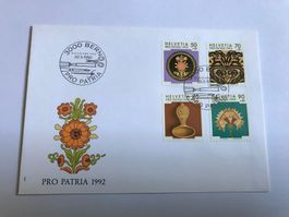 FDC schweiz. briefmarke pro patria 22.5.1992