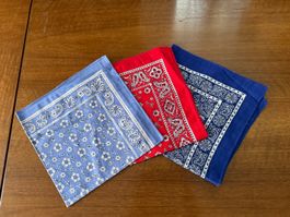 3 Tücher Bandana Motiv Paisely Baumwolle guter Zustand