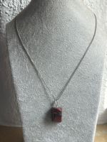 Silber Halskette mit Jaspis Anhänger, neuwertig