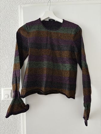 Glitzer Top mit Streifen