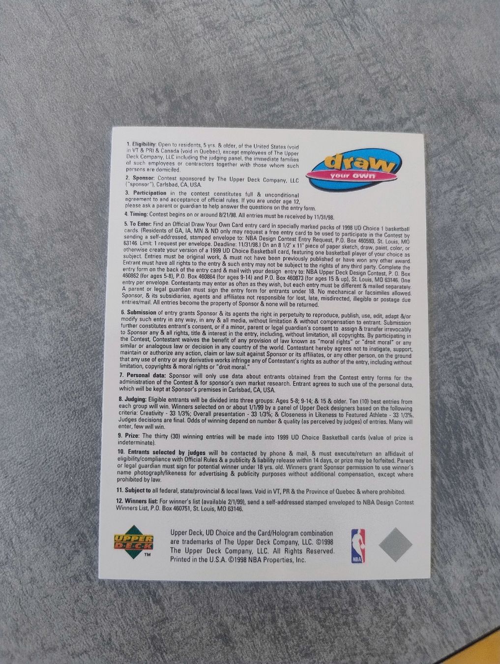 Nba Carte collezionabili: NBA 1998 UD CHOICE  MICHAEL JORDAN – Nuovo (secondo la descrizione) da Martigny venduto da jul_7s5x 1