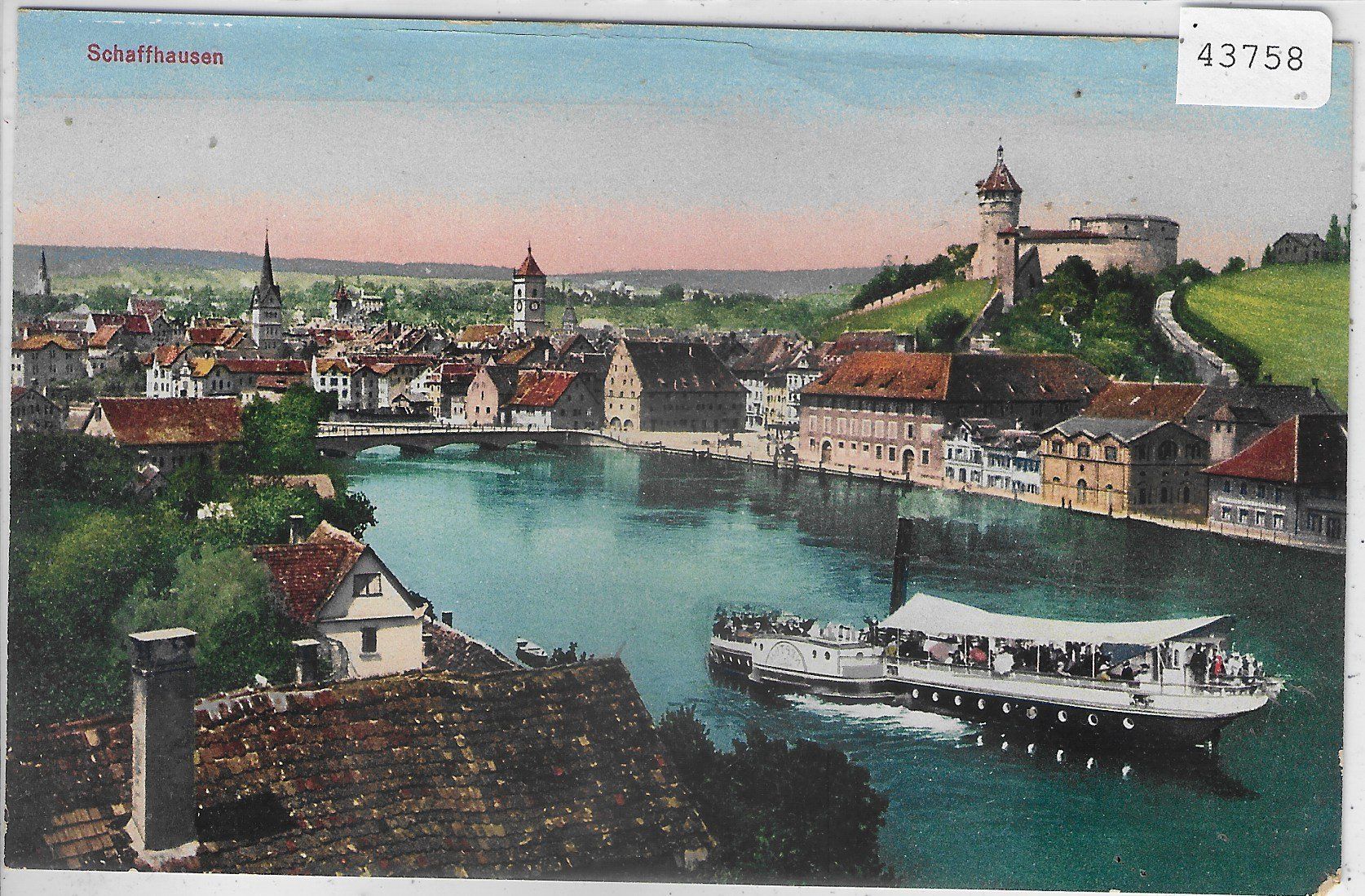 Cartoline postali: Schaffhausen - Generalansicht mit Dampfer - Litho – Usato da Ettingen venduto da Kartenplanet