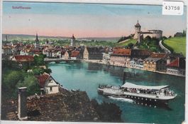 Schaffhausen - Generalansicht mit Dampfer - Litho