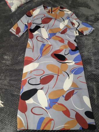 Anne Klein Kleid Gr. 14 Abstrakt Elegant Sommerkleid Büro...
