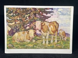 Ansichtskarte: François Jaques: Vaches au paturage