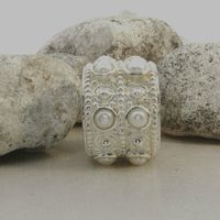 Statement Silber Ring 925 mit Perlen Grösse 60