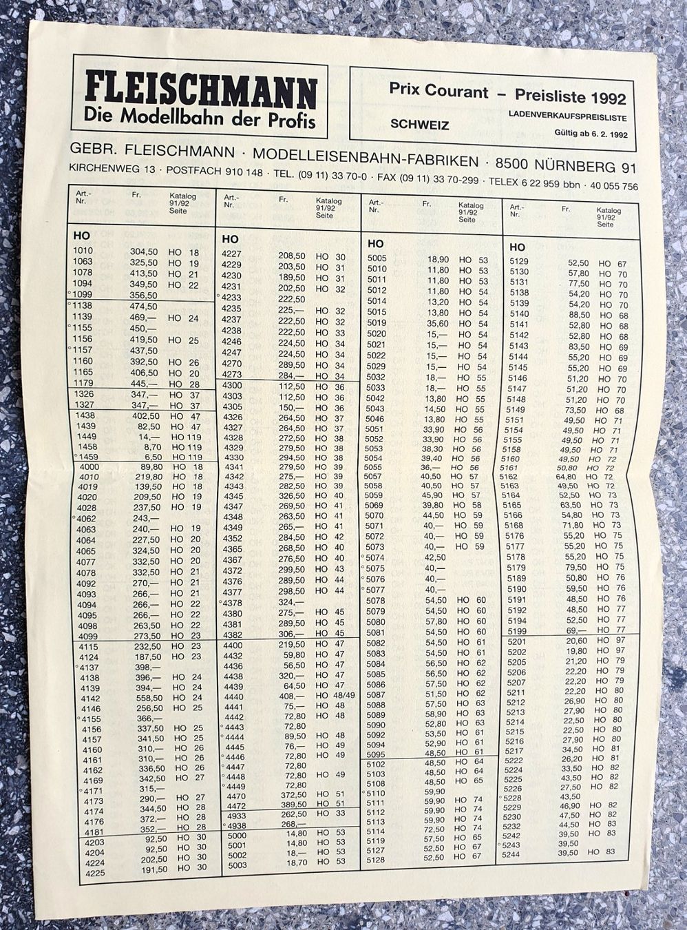 Fleischmann Modellini di ferrovie: Catalogue Fleischmann, 1992/1993, HO, en français – Usato da Martigny venduto da Abm1000 1