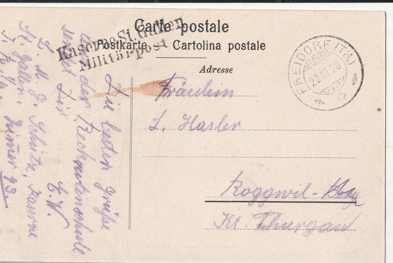 Cartoline postali: Kaserne ST. Gallen um 1928 – Usato da Lumbrein venduto da made02 1
