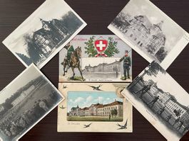 ST. GALLEN Kaserne und Militärkantine, 6 tolle AK inkl LITHO