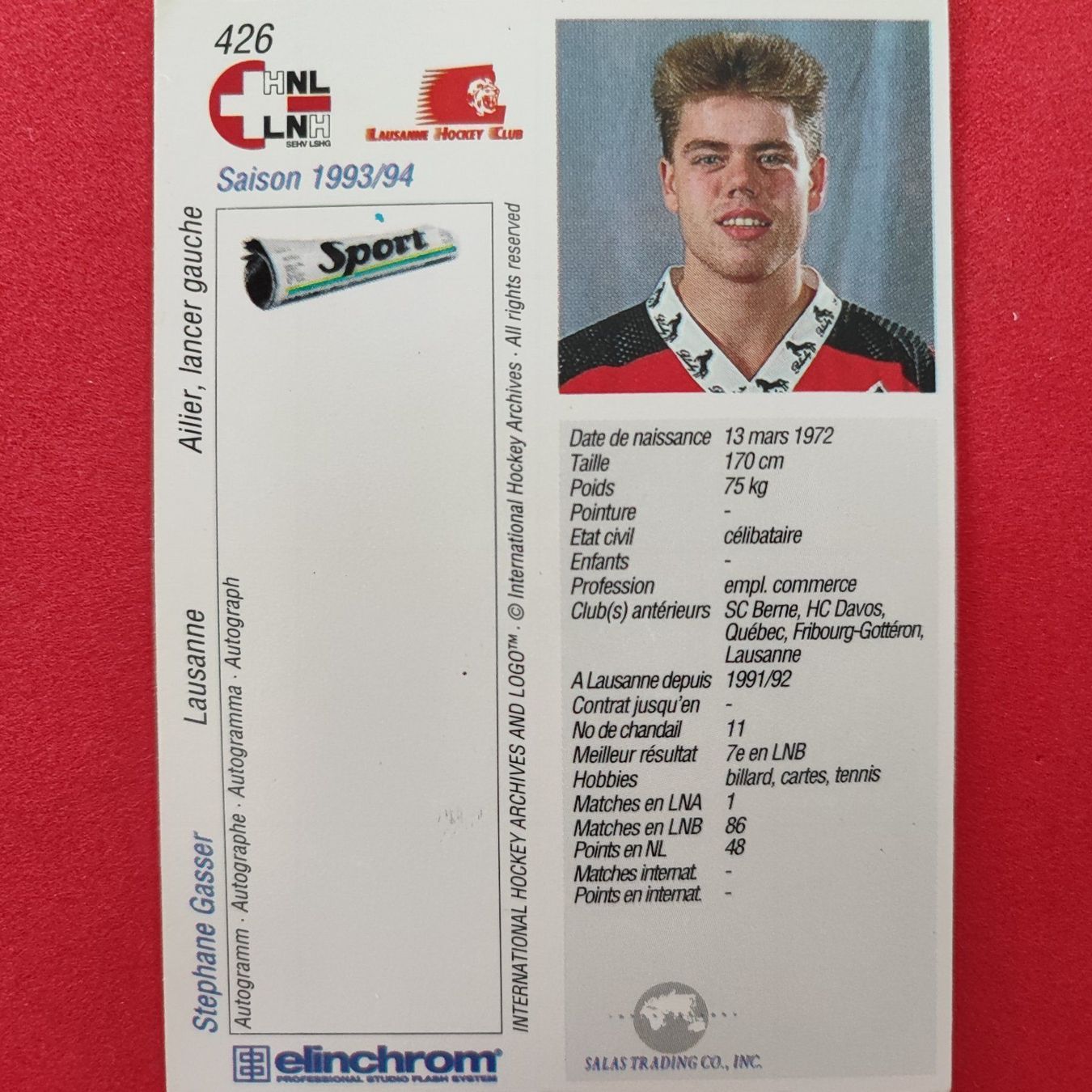 Sammelbilder & Trading cards: Stephane Gasser - HC LAUSANNE - 1993/94 – Gebraucht aus Dübendorf von kb86_MOVIE 1
