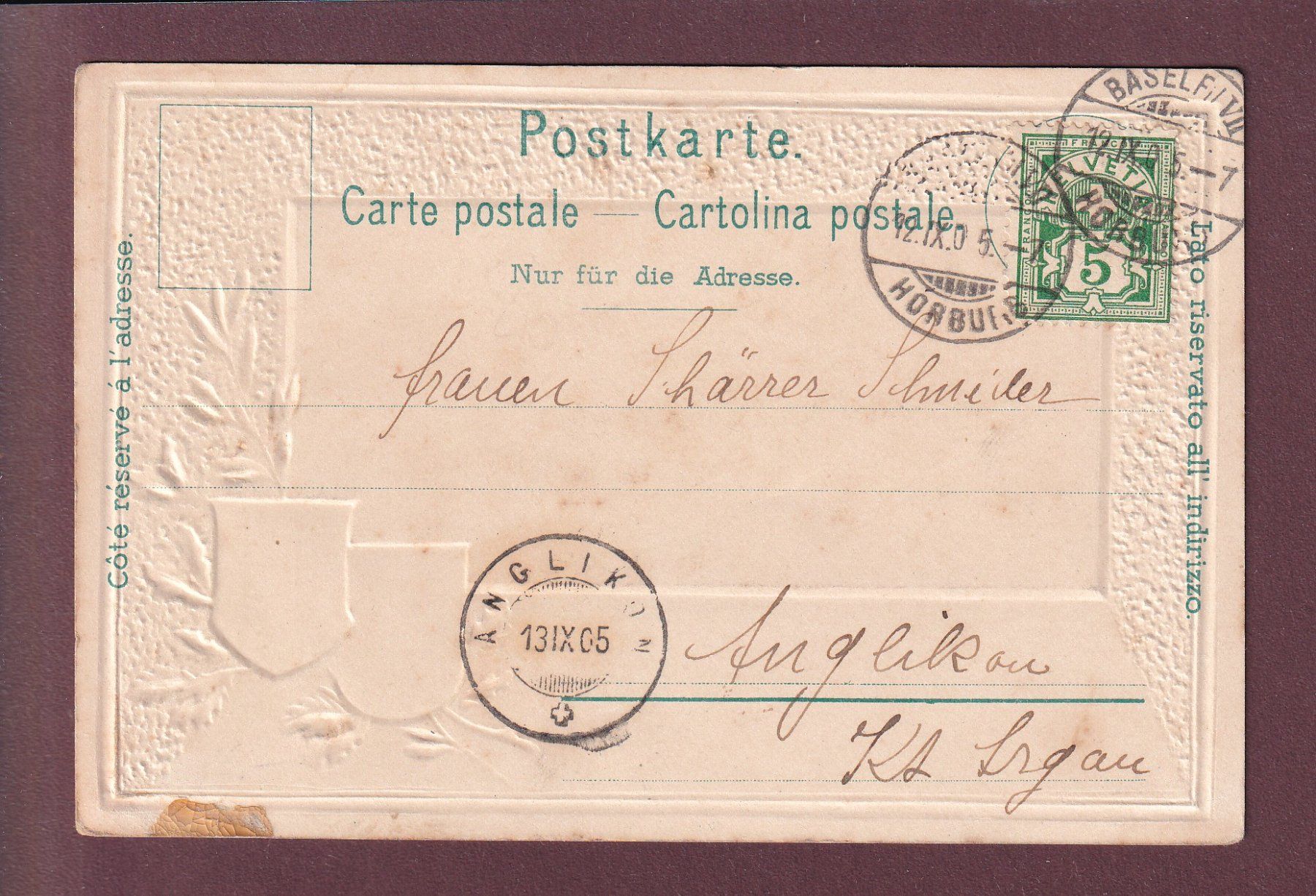 Cartoline postali: BASEL - Alte Rheinbrücke - 1905 Präge – Usato da Pully venduto da nicecards 1