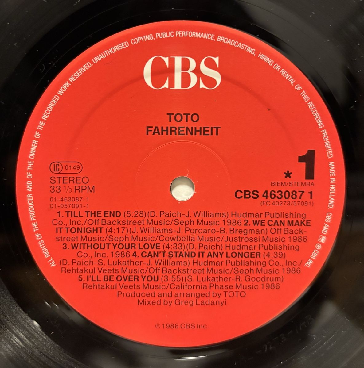Dischi in vinile: Toto - Fahrenheit LP EX/EX – Usato da Neuchâtel venduto da Deivid2 1