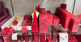 024 Posten Raureif Kerzen bordeaux aus Liquidation