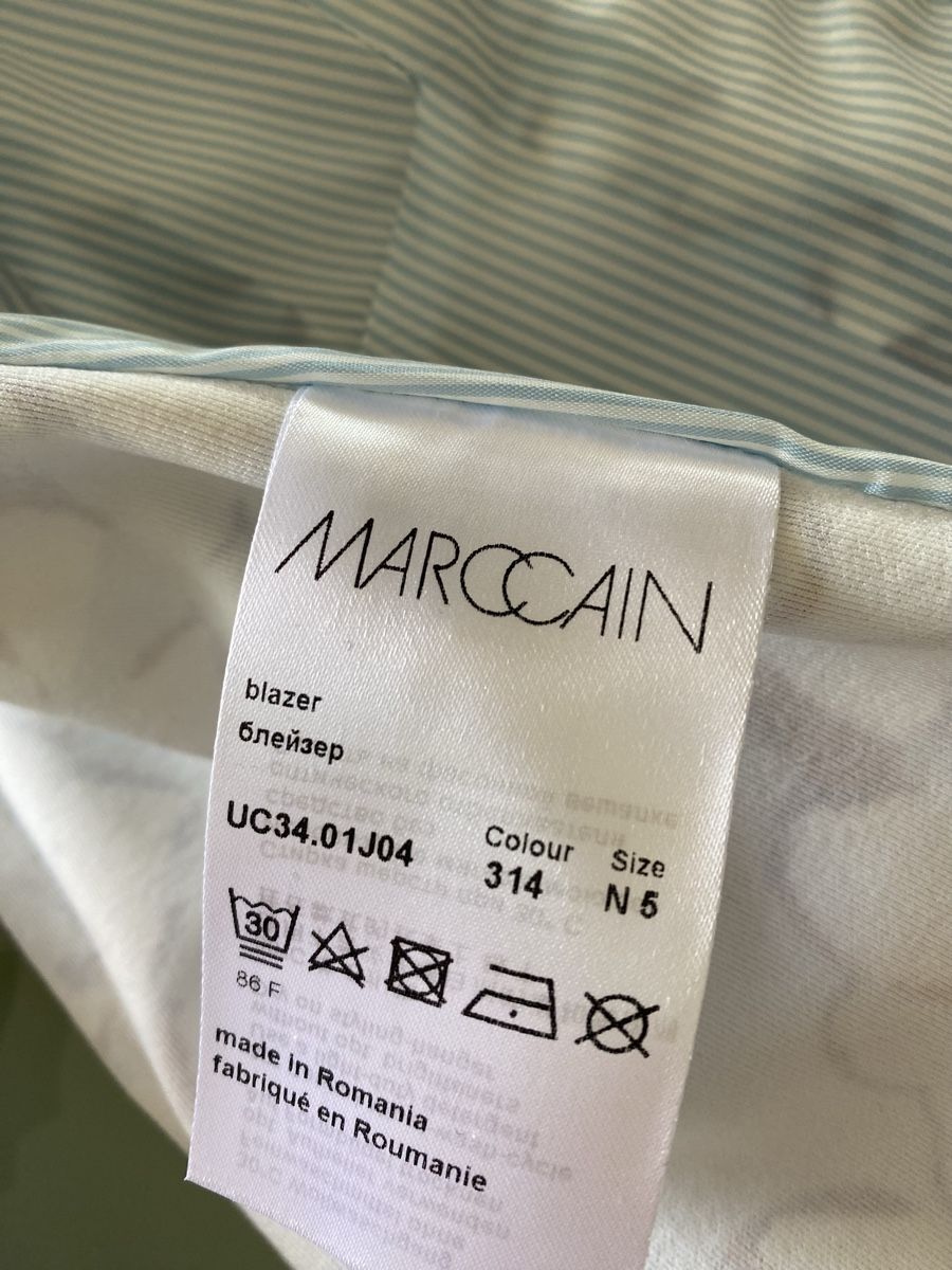 Marc Cain Giacche: Marc Cain Blazer, hellblau gemustert Gr.42 mit T-Shirt – Usato da Dübendorf venduto da Azzurro17 4