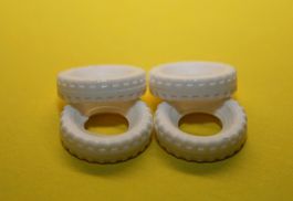 4x Dinky Profil Ersatz Pneus weiss 15 mm 1950's American