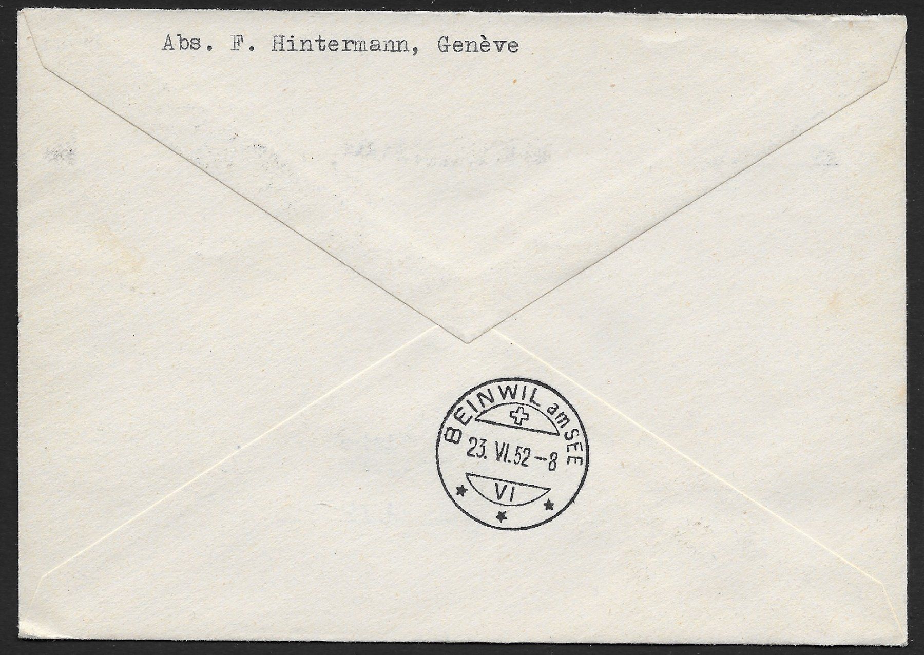 Tutti i francobolli: 1952: Rec.-Express-Brief mit 6 Technik & Landschaft Marken – Usato da Walperswil venduto da Tcheidi 1