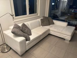 Weisses Ecksofa aus Leder