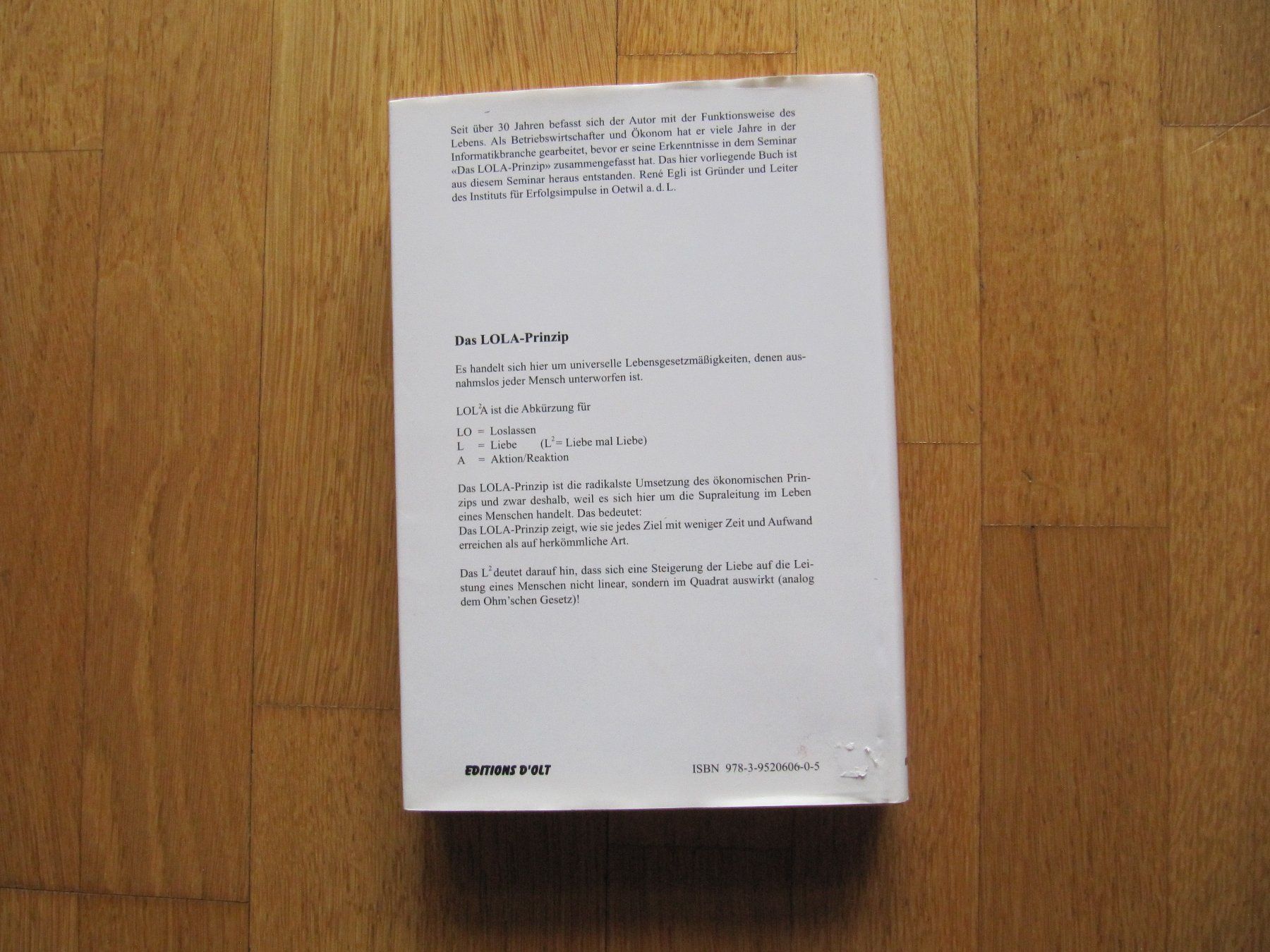 Bücher: Das Lola-Prinzip Teil 1/ René Egli – Neu (gemäss Beschreibung) aus Würenlos von AustralisZ 3