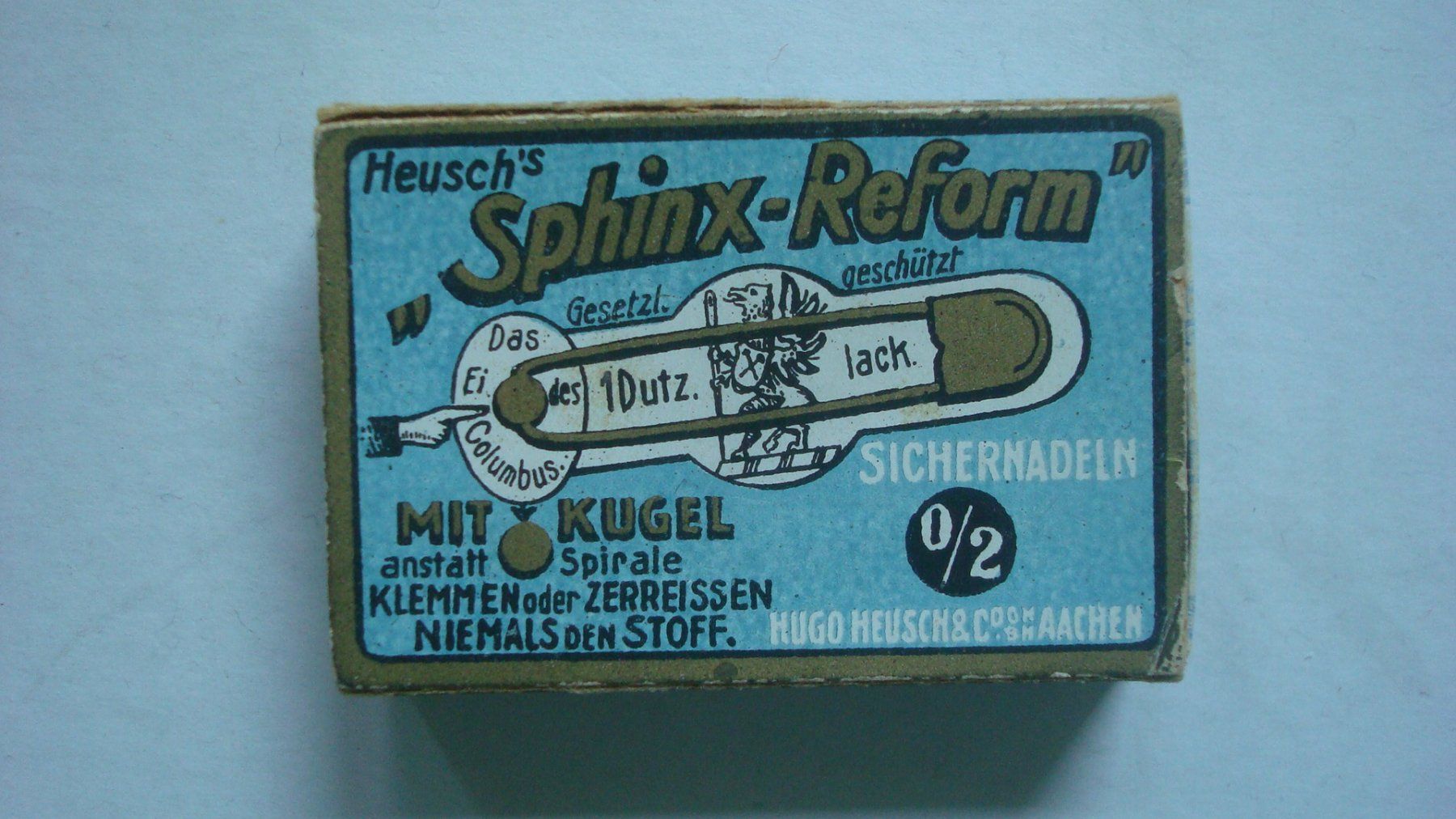 Barattoli: Antike Kartonbox "Heusch Sphinx-Reform" Sichernadeln leer – Usato da Münchenstein venduto da Pesci6