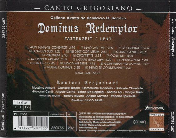 CDs: DOMINUS REDEMPTOR Canto Gregoriano Fulvio Rampi  Klassik CD – Gebraucht aus Kandergrund von Sososo 1