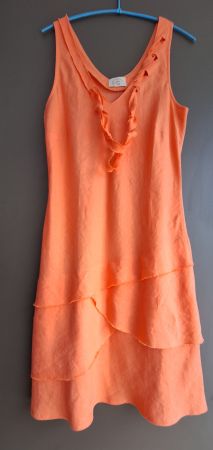 Exclusives Sommerkleid Leinen orange Gr. M - NEU!