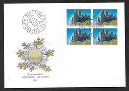 FDC Nr. 468 Viererblock Kreuzberge ET Bern 18.9.1969
