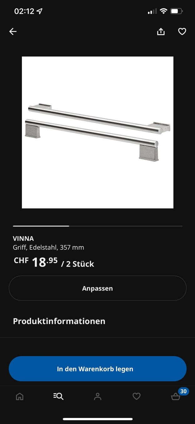 Porte: Türgriffe Ikea – Usato da Zürich venduto da Coco.swiss