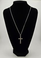Herrenhalskette Lange Kette Edelstahl mit Jesus Kreuz INRI