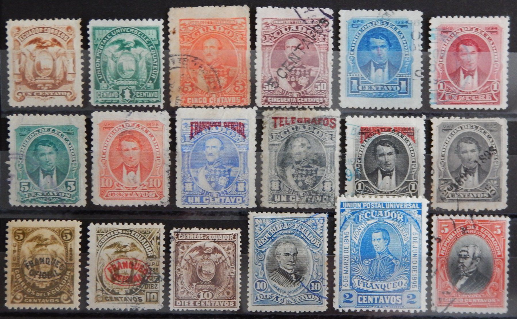 Alle Briefmarken: Ecuador Lot mit alten Werten I – Gebraucht aus Zürich von Muehlekauf