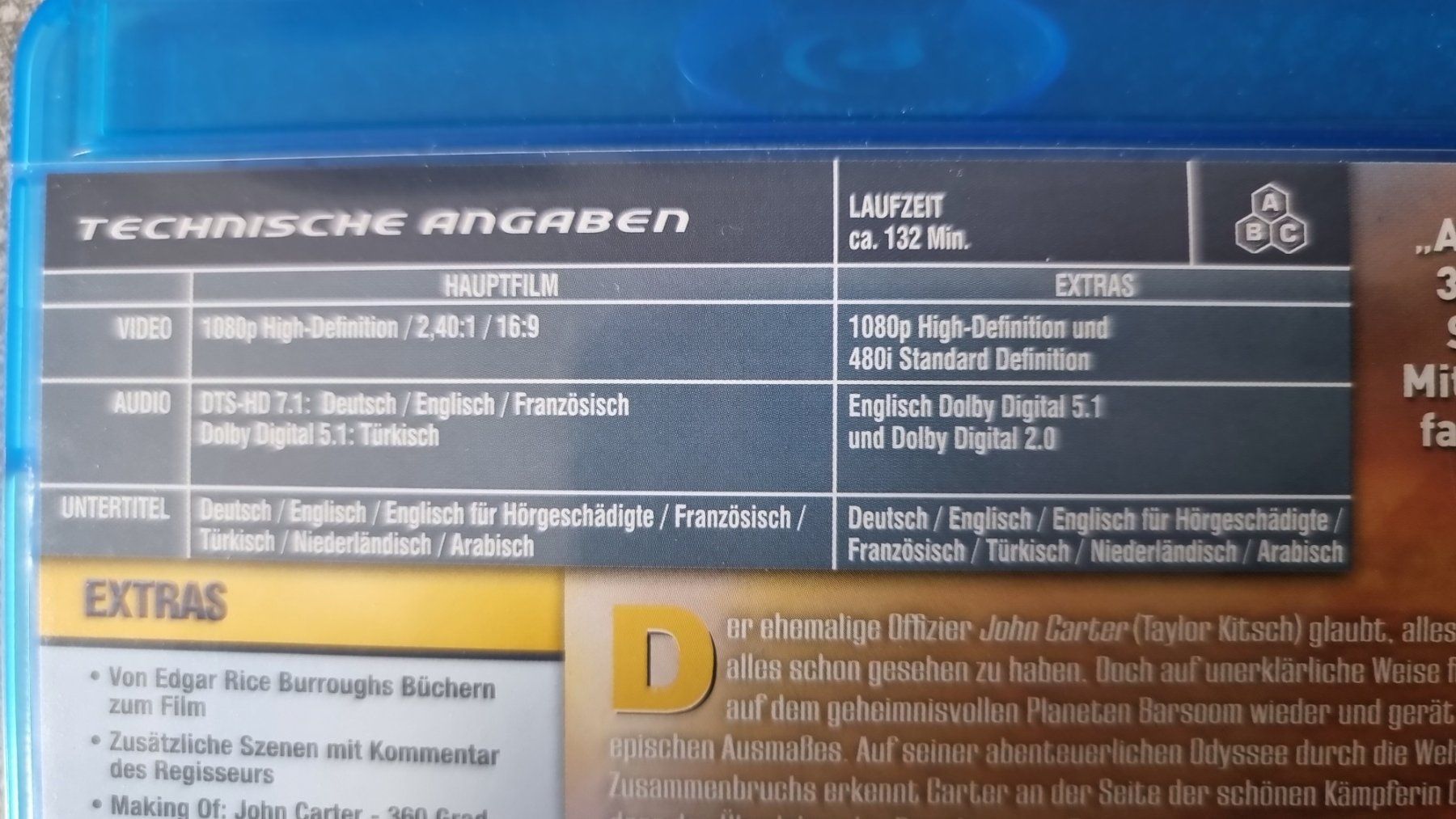 Tous les DVDs: Blu Ray - John Carter / Disney – D'occasion à Oetwil am See par fineli2 1