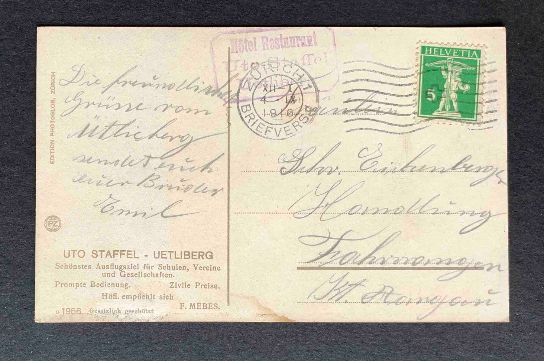 Cartoline postali: AK UTO STAFFEL UETLIBERG – Usato da Goldau venduto da artelier1 1