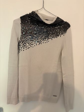 Calvin Klein Pullover, Gr. S, beige, mit Pailletten-Detail