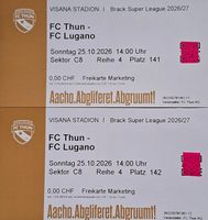 2 Tickets FC Thun gegen FC Lugano 25.10.2026 Sektor C8