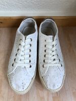 C&A Sneaker, Stoffschuhe, Boho-Stil, weiss, Grösse 39