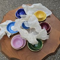 Tasses et soucoupes assorties, 6 pièces, multicolores, avec 