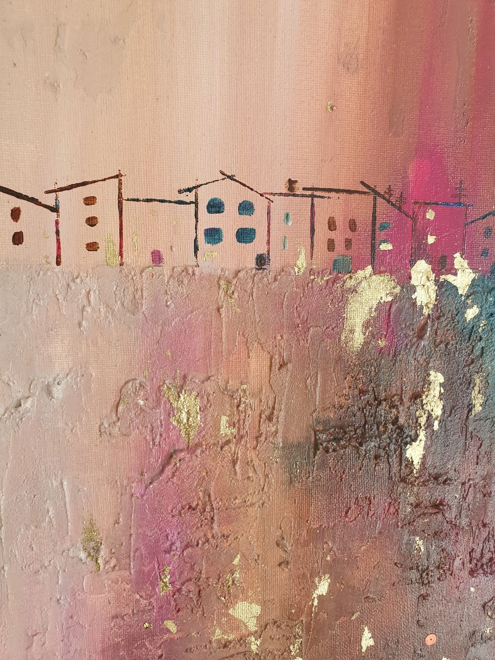 Dipinti: Abstract Painting - Gold Leaf Accent! – Nuovo (secondo la descrizione) da Klingnau venduto da Soldekorarte 3