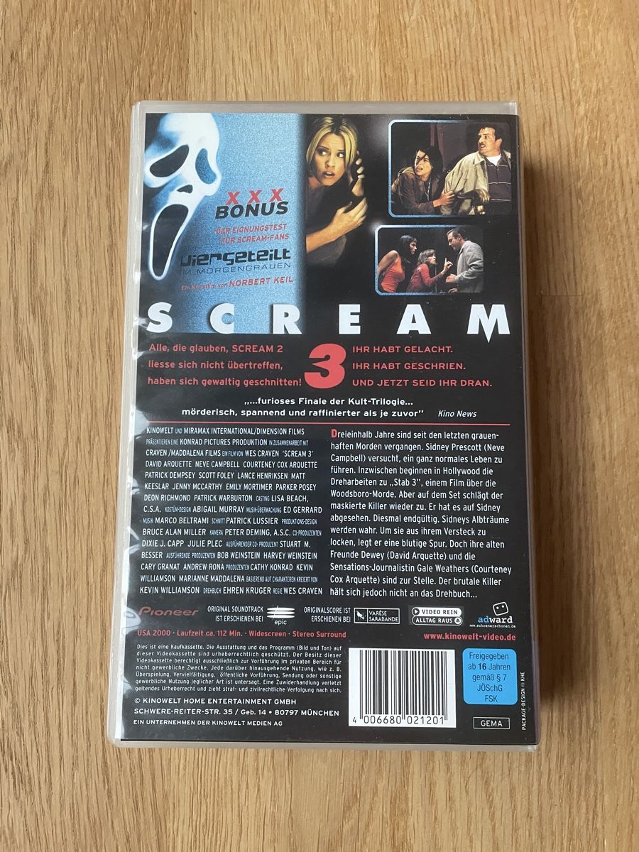 Alle VHS: Scream 3 VHS – Gebraucht aus Basel von ece2108 1