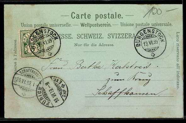 Cartoline postali: Mondschein-Lithographie Bürgenstock, Gr – Usato da Berlin venduto da bartko-reher 1