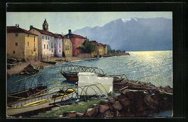 Gambarogno-Ranzo, Häuser am See, Fische