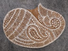 Indischer Textilstempel aus Holz Paisley Papierdruck 21x15cm