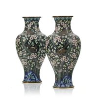 2 Vases en émaux cloisonnés motive rare magnifique 🎁