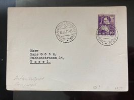 Schweiz 1937 1. Automobilpost französisch auf Karte PJ 10 Rp