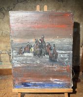 Vintage Gemälde aus 1968 auf Leinwand mit Rahmen 27x35cm