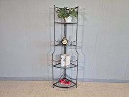 Eckregal Metall Glas vier Ablagen Regal Standregal Shelf