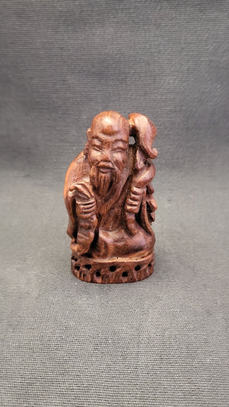 Figuren: Holz-Schnitzerei BUDDHA /Netsuke – Gebraucht aus Basel von spinne02