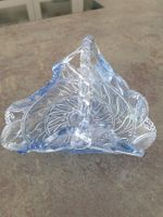Vintage Bonboniere/Schale aus blauem Glas mit Henkel